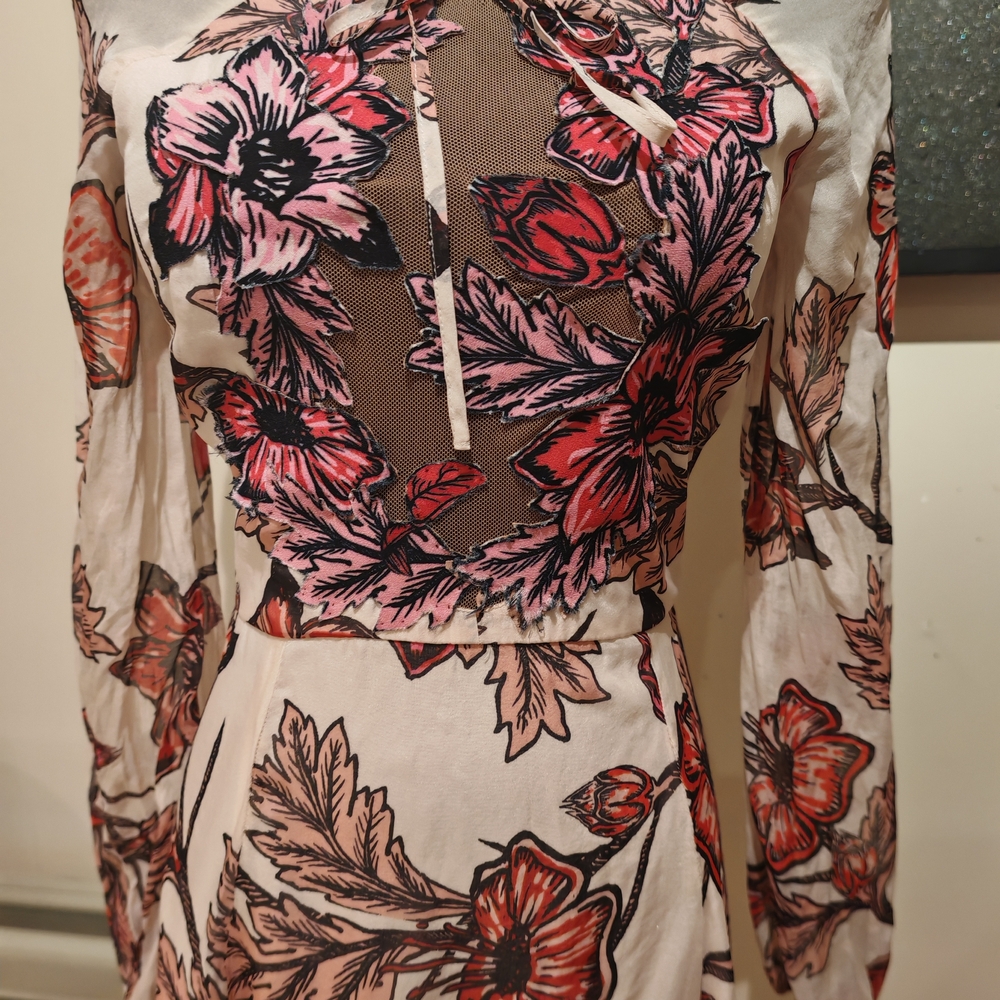 For Love and Lemons Sierra Silk Mini Dress Floral XS 011500 - Picture 11 of 16